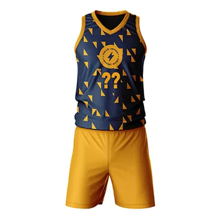 Kids Basketball Uniforms Personalized Customized Swingman Jersey Blue Yellow (Top+Shorts) - buybasketballnow