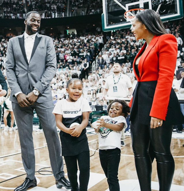 DRAYMOND GREEN HAS SUPPORT OF FIANCEE AND KIDS AT JERSEY RETIREMENT