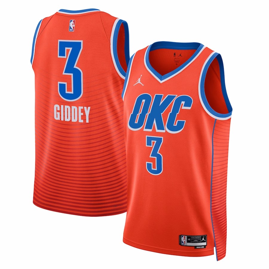 Men's Josh Giddey #3 Oklahoma City Thunder Swingman NBA Jersey ...
