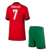 Kid's RONALDO #7 Portugal Home Soccer Jersey Kit(Jersey+Shorts) Euro 2024 - buybasketballnow