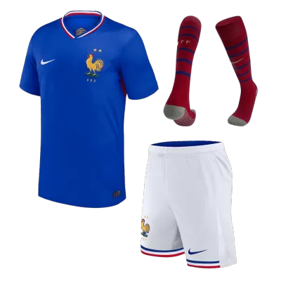 Kid's France Home Soccer Jersey Kit(Jersey+Shorts+Socks) Euro 2024 - buybasketballnow