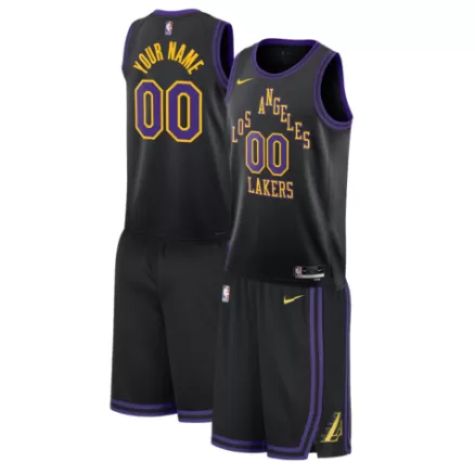 Men's Los Angeles Lakers Custom Black Swingman Uniform 2023/24 - City Edition - buybasketballnow