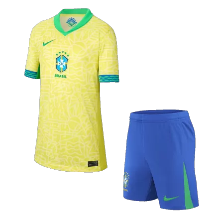 Kids Brazil Custom Home Soccer Kits 2024 - buybasketballnow