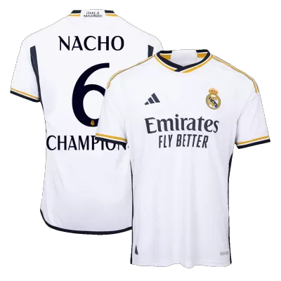 Authentic NACHO #6 CHAMPIONS Real Madrid Home Soccer Jersey 2023/24 - buybasketballnow