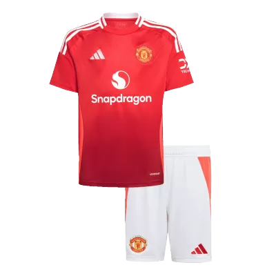 Kid's Manchester United Home Soccer Jersey Kit(Jersey+Shorts) 2024/25 - buybasketballnow