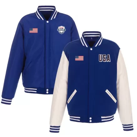 Men's Paris Olympics USA Basketball Reversible Blue Jacket/Hoodie Jersey 2024 - buybasketballnow