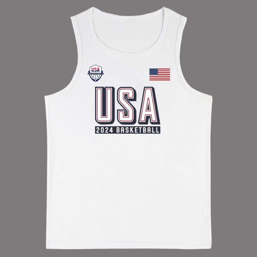 Men's 2024 USA Basketball White Vest NBA Jersey