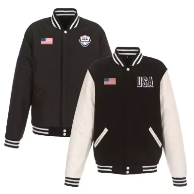 Men's Paris Olympics USA Basketball Reversible Black  Jacket/Hoodie Jersey 2024 - buybasketballnow