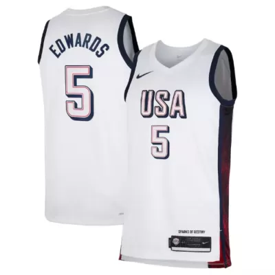 Men's 2024 USA Basketball #5 Anthony Edwards White Swingman NBA Jersey - buybasketballnow