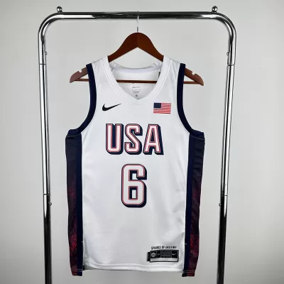 Men's 2024 USA Basketball JAMES #6 White Swingman NBA Jersey - buybasketballnow