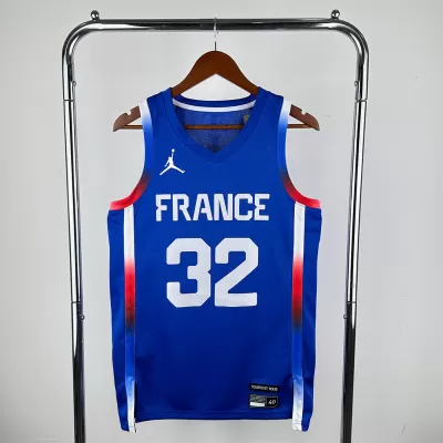 Men's 2024 Olympic Games French TEAM WEMBANYAMA #32 Blue Swingman NBA Jersey - buybasketballnow