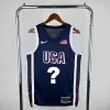 Men's 2024 USA Team Blue Heat Pressed Custom Swingman NBA Jersey - buybasketballnow