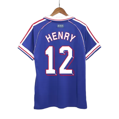 Retro HENRY #12 1998 France World Cup Home Soccer Jersey - buybasketballnow