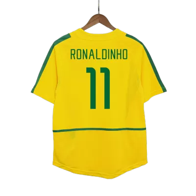 Retro RONALDINHO #11 2002/03 Brazil Home Soccer Jersey - buybasketballnow