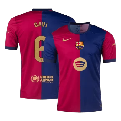 GAVI #6 Barcelona Home Soccer Jersey 2024/25 - Spotify Logo Without Text - buybasketballnow