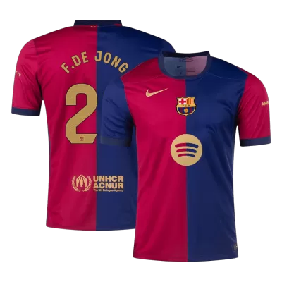 F.DE JONG #21 Barcelona Home Soccer Jersey 2024/25 - Spotify Logo Without Text - buybasketballnow