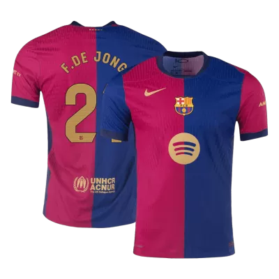 Authentic F.DE JONG #21 Barcelona Home Soccer Jersey 2024/25 - Spotify Logo Without Text - buybasketballnow