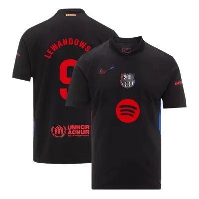 LEWANDOWSKI #9 Barcelona Away Soccer Jersey 2024/25 - Spotify Logo Without Text - buybasketballnow