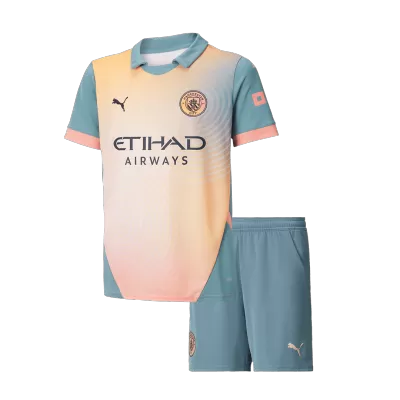 Kids Manchester City Custom Fourth Away Soccer Kits 2024/25 - buybasketballnow